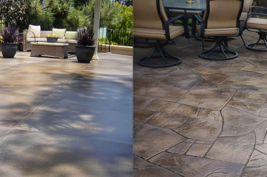 Stamped and Stained Concrete Side-by-Side Photo